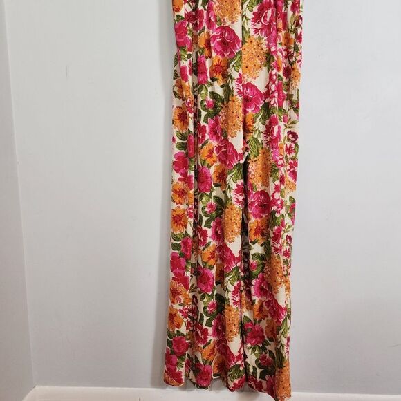 Flying Tomato Bonfire Weekends Linen Cotton Floral Wide Leg Jumpsuit Size Large - Picture 9 of 16